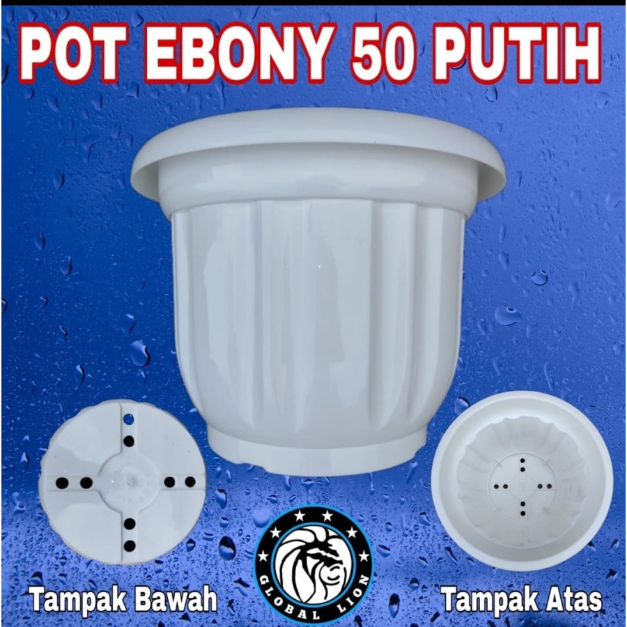 Pot Ebony 50 Putih (Gojek Only) Pot Plastik Jumbo Pot Besar Putih