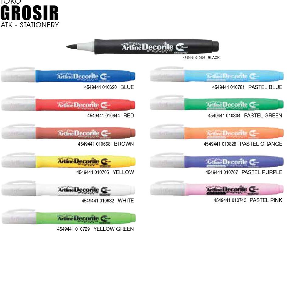 

((B-2-R ㊛> EDF-F Artline Decorite Brush Pen Pena Kuas Warna Spidol Kaligrafi Art Marker Lettering Calligraphy Timbul proses cepat
