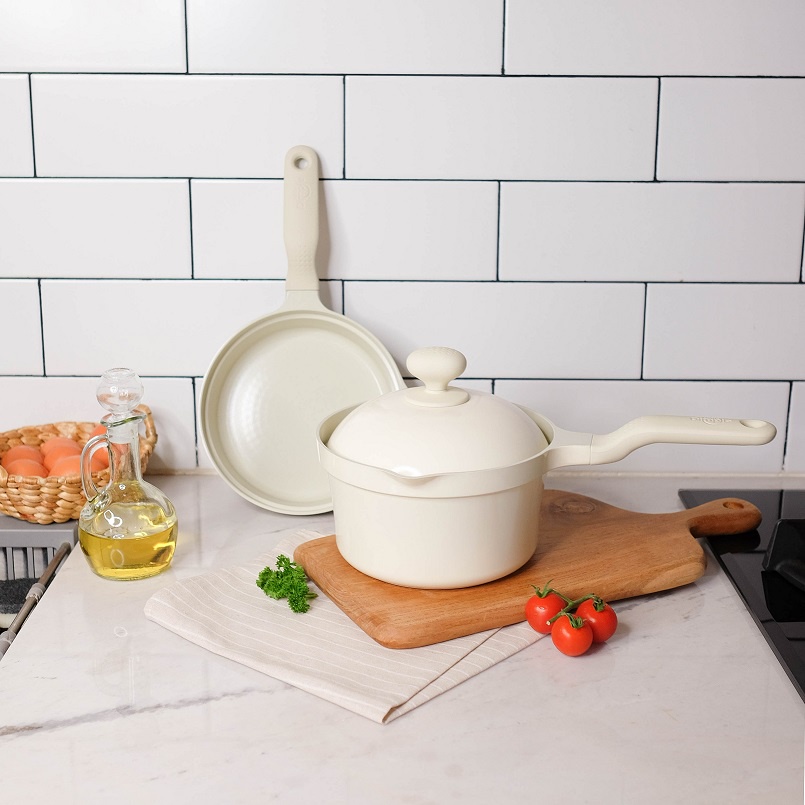 Little Dimple Mini Stack Pan (18 cm) 2in1 Frypan Soucepan Anti Lengket Non Stick Wajan dan Panci