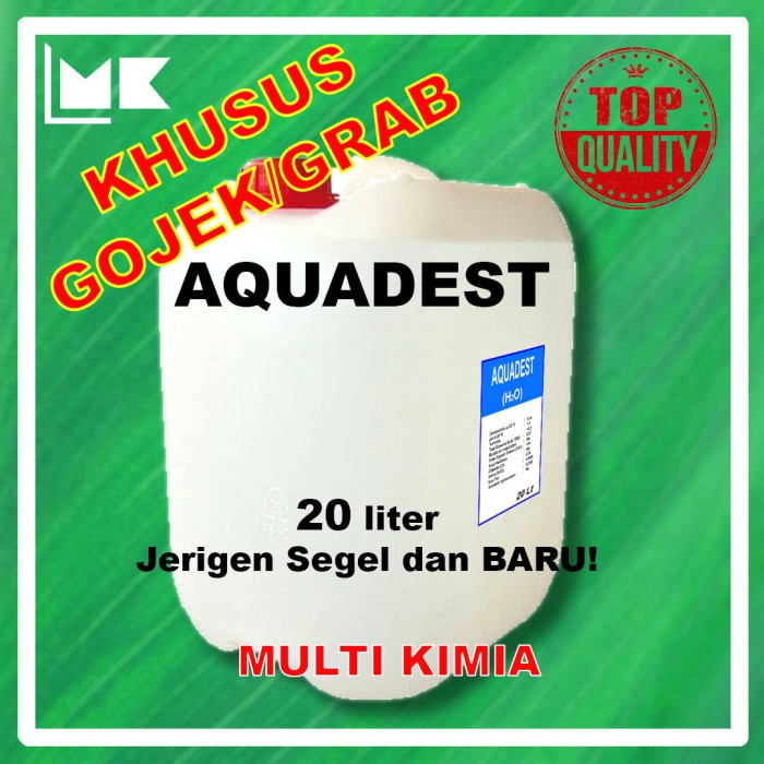 Lab Aquadest / Aquades / Distilled Water / Air Suling - 20 Liter