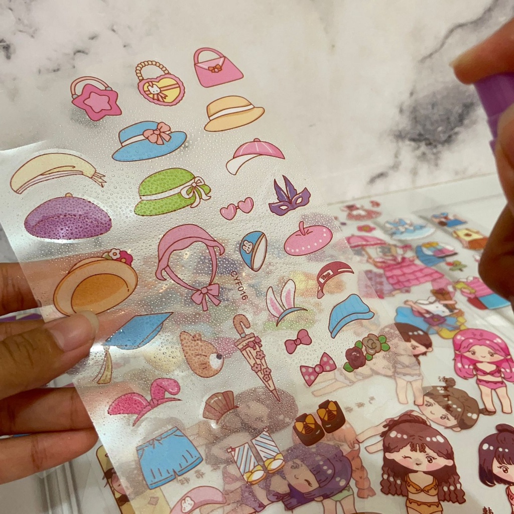 STICKER TEMPEL ANAK MOTIF LITTLE GIRL CUTE LUCU ISI 8 LEMBAR TERMURAH STIKER STATIONARY FANCY PERNAK-PERNIK UNIK READY 3 WARNA PINK BIRU UNGU BISA GROSIR DAN COD JUGA