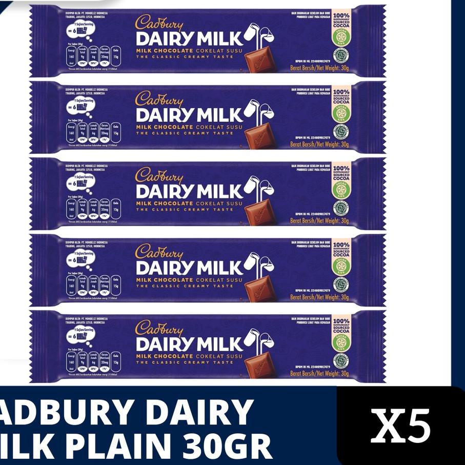 

LLA200 Cadbury Dairy Milk Chocolate Original Regular Untuk Camilan 30g x 5 |