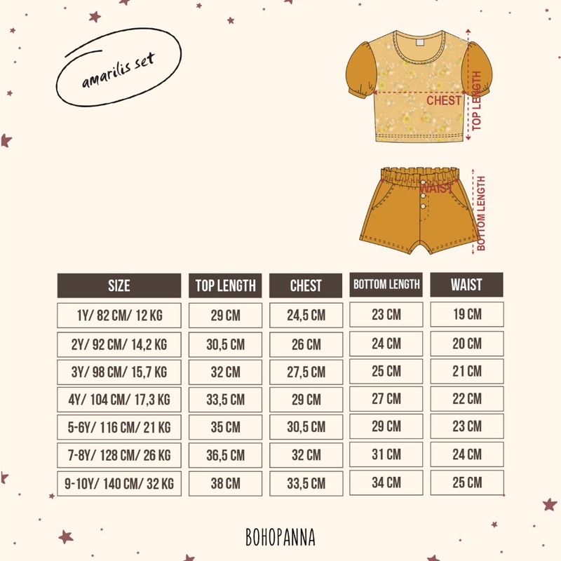 BOHOPANNA AMARILIS SET - SETELAN ANAK PEREMPUAN 1-10 TAHUN