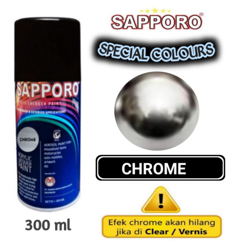 CHROME SAPPORO STANDAR CHROME 300ml Cat Semprot Pylok Pilok Pylox / Cat Aerosol / Pilok Sapporo / Sa