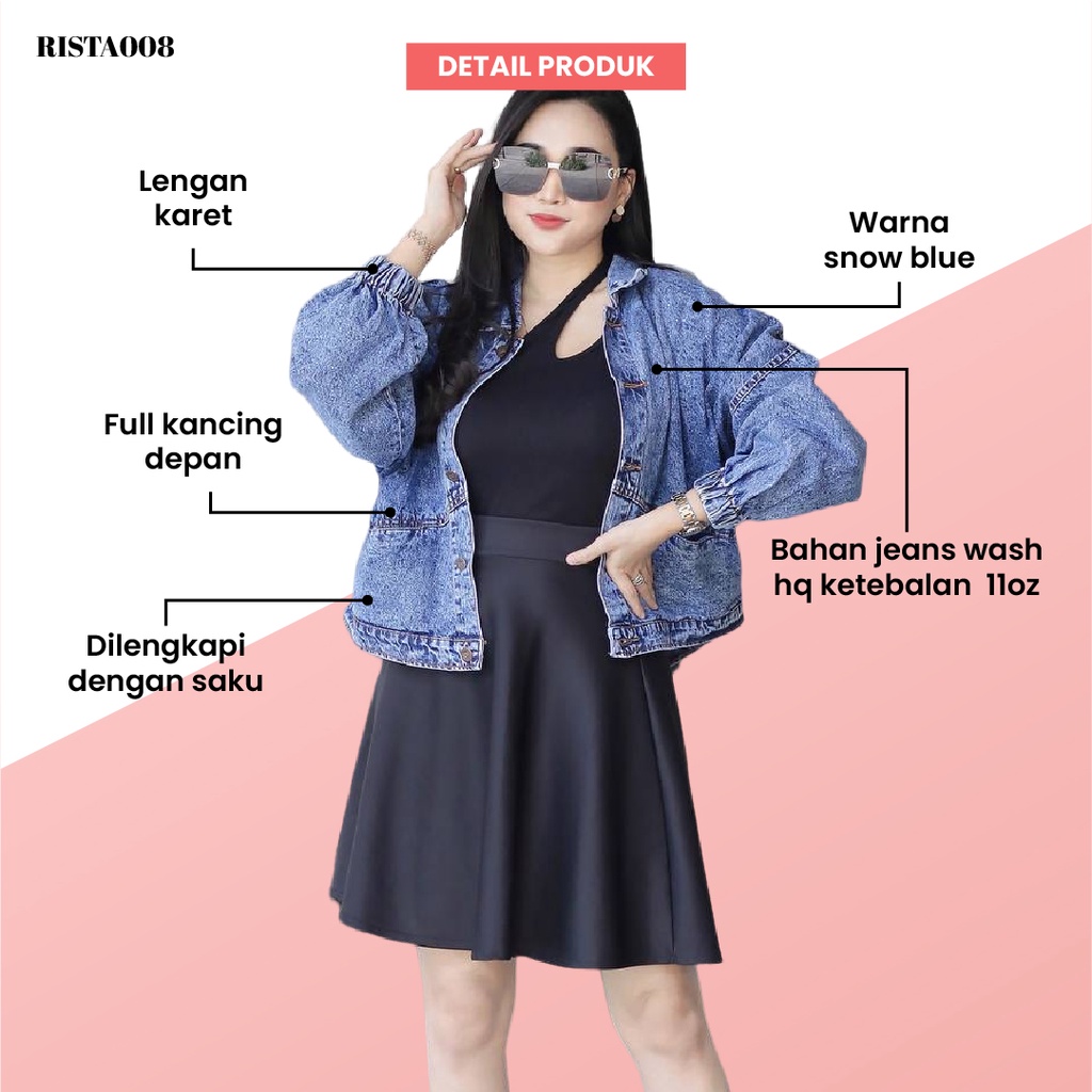 Elea Jacket Jeans Jaket Outer Atasan Wanita Outfit Remaja Ootd Hijab Kekinian Terlaris Termurah