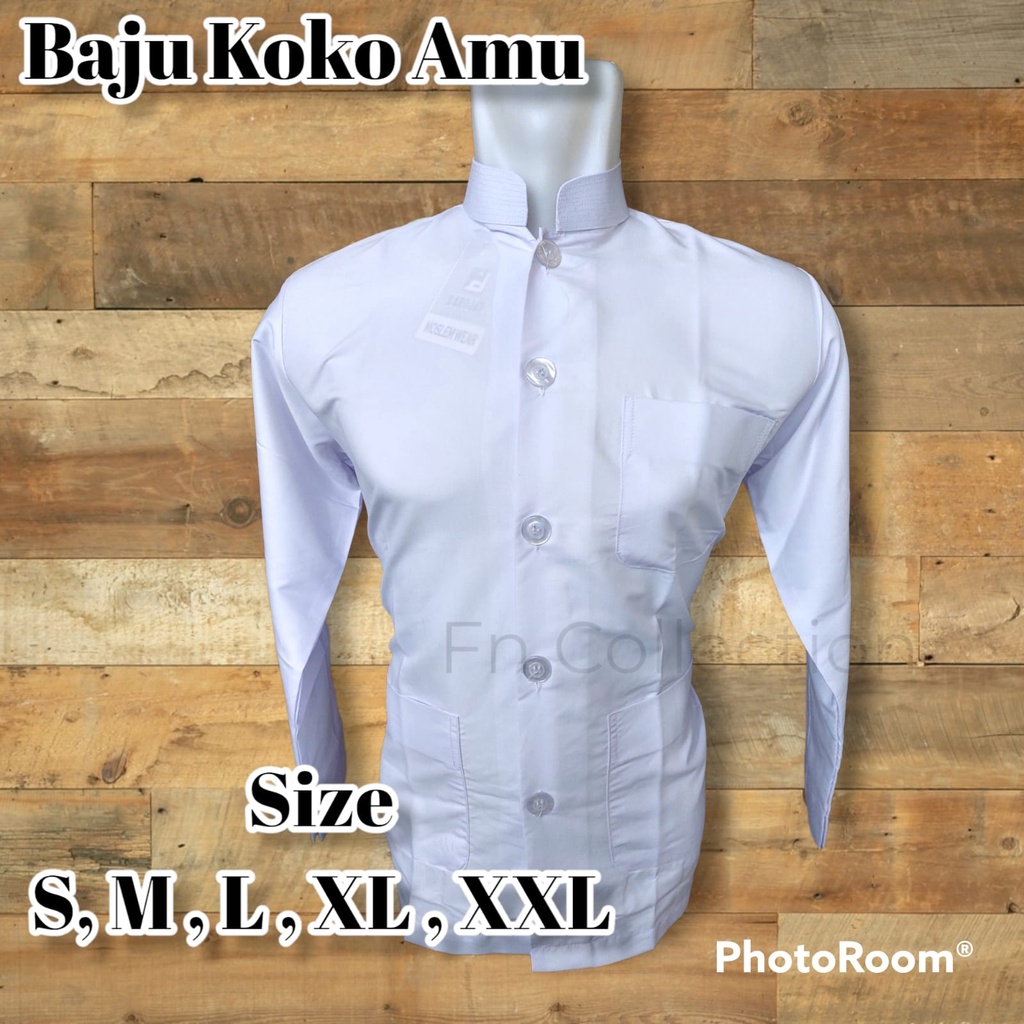 Baju Koko AMMU Putih | Baju Koko Lengan panjang premium