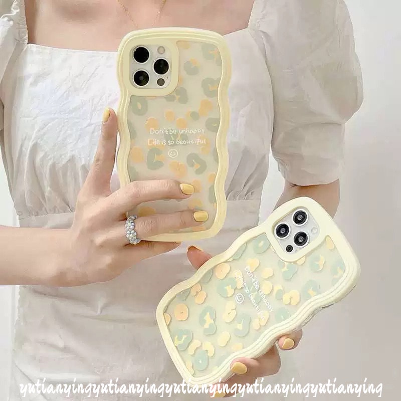 IPHONE Case INS Fashion Motif Leopard Kompatibel Untuk Iphone11 12 14 13 Pro Max XR 6 6s 8 7 Plus 14Plus X XS Max SE 2020 Wavy Edge Soft TPU Cover