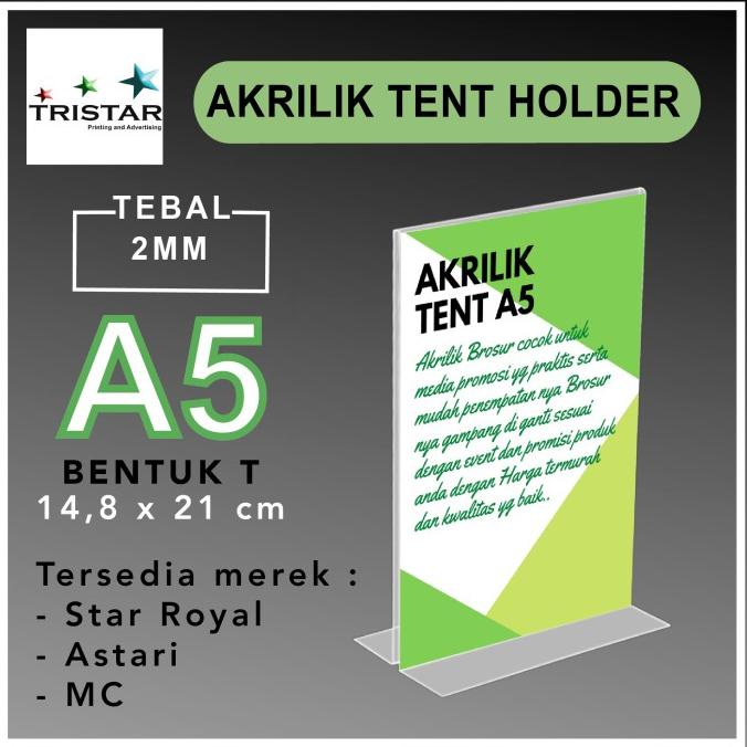 

Akrilik / Acrylic Holder Standing A5 / Tempat Brosur A5T