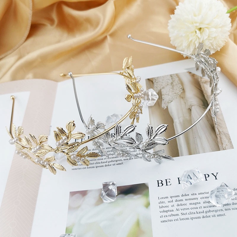 Baroque Golden Leaf Mahkota Hiasan Kepala Gaya Virgin Royal Vintage Handmade Laurel Ikat Kepala Olive Gold Bunga Aksesoris Rambut Pengantin Foto Mori Pernikahan