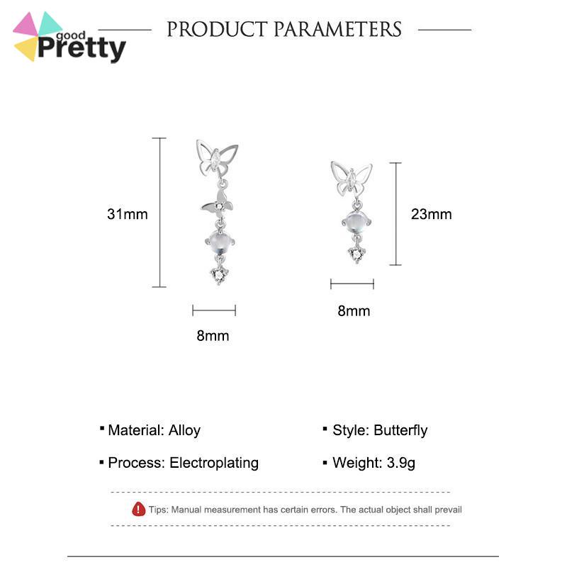 S925 Anting Rumbai Kupu-kupu Asimetris Perak Desain Mewah Anting Premium Sense - PD