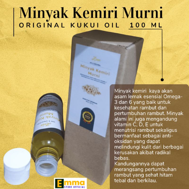 Minyak Kemiri Murni 100 ml | Pure Kukui Cold Pressed Oil | Penumbuh Rambut