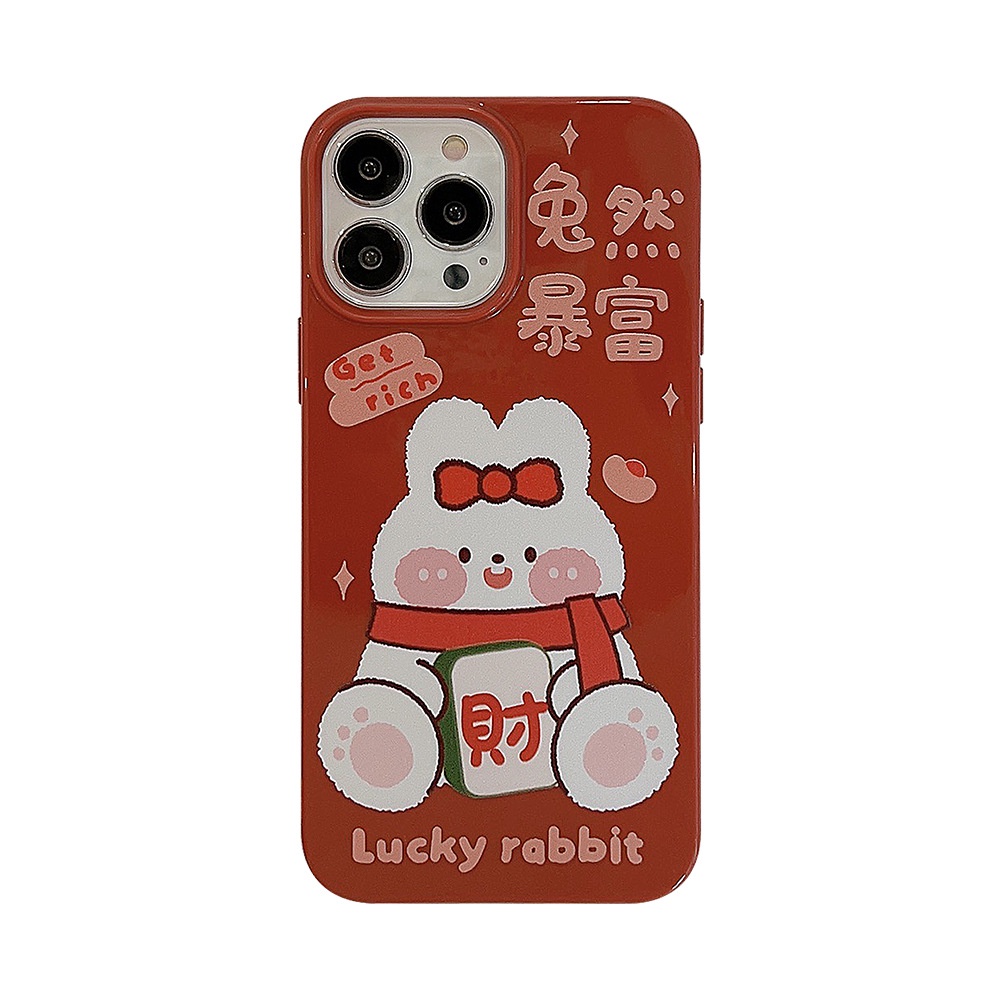 2023tahun Baru Cina Kelinci Lucu Kaya Kartun Silikon Case Untuk Iphone 14x XR XM 11 12 13 PRO MAX Casing Cover Pelindung