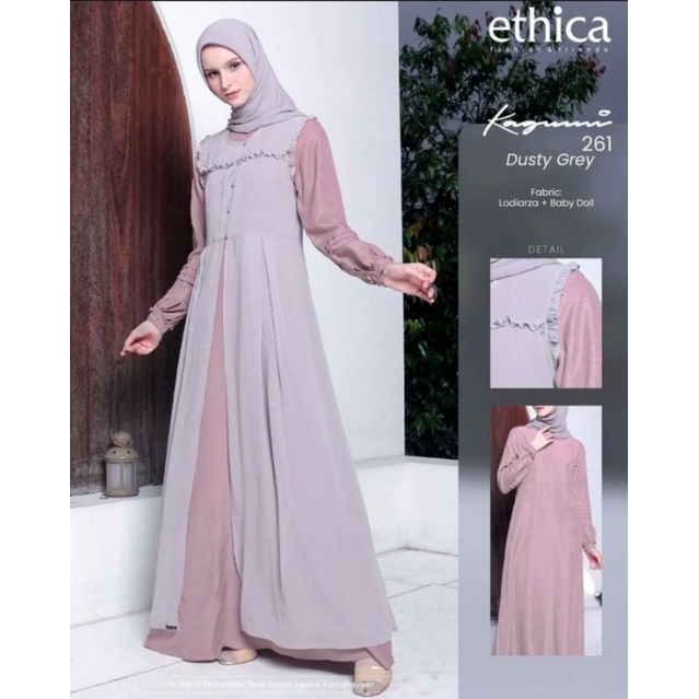Gamis Ethica kagumi 261 dusty grey gamis dewasa terbaru