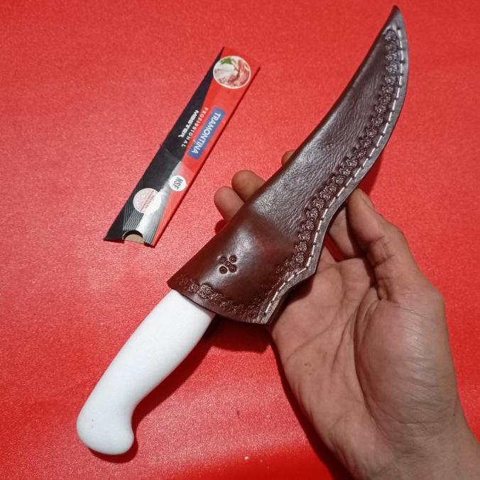 Sarung Pisau Kulit Asli Tramontina Boning Lengkung 6 Inch Kulit Asli