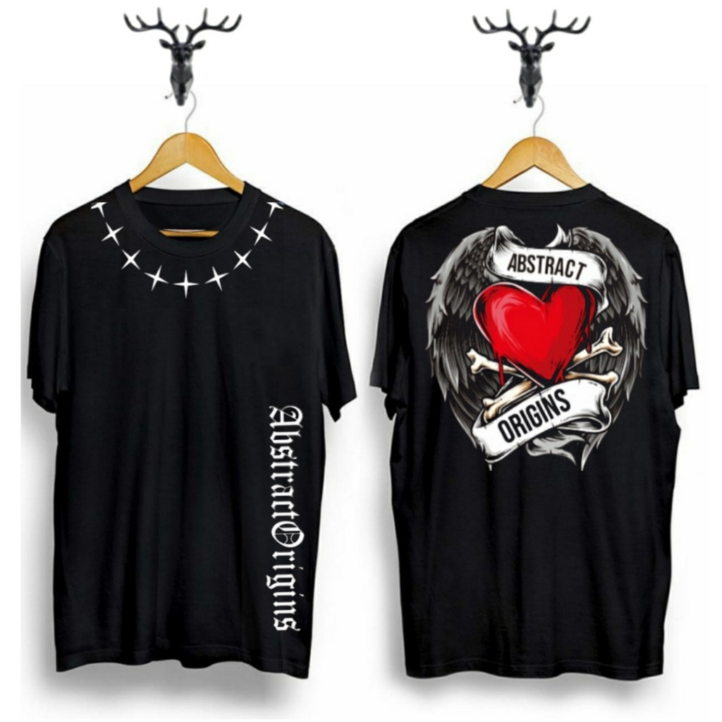 KAOS T-SHIRT { COD } / KAOS DISTRO KALUNG ABSTRACT / BAJU KAOS  SAYAP LOVE HITAM / BAJU KAOS TERBARU
