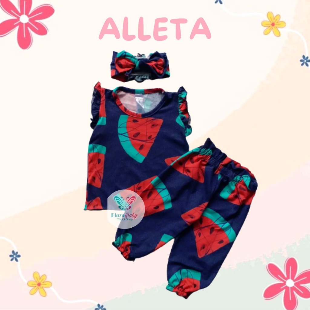 Plazababyku MX ALLETA setelan bayi motif bunga yang lucu + free headband PART2