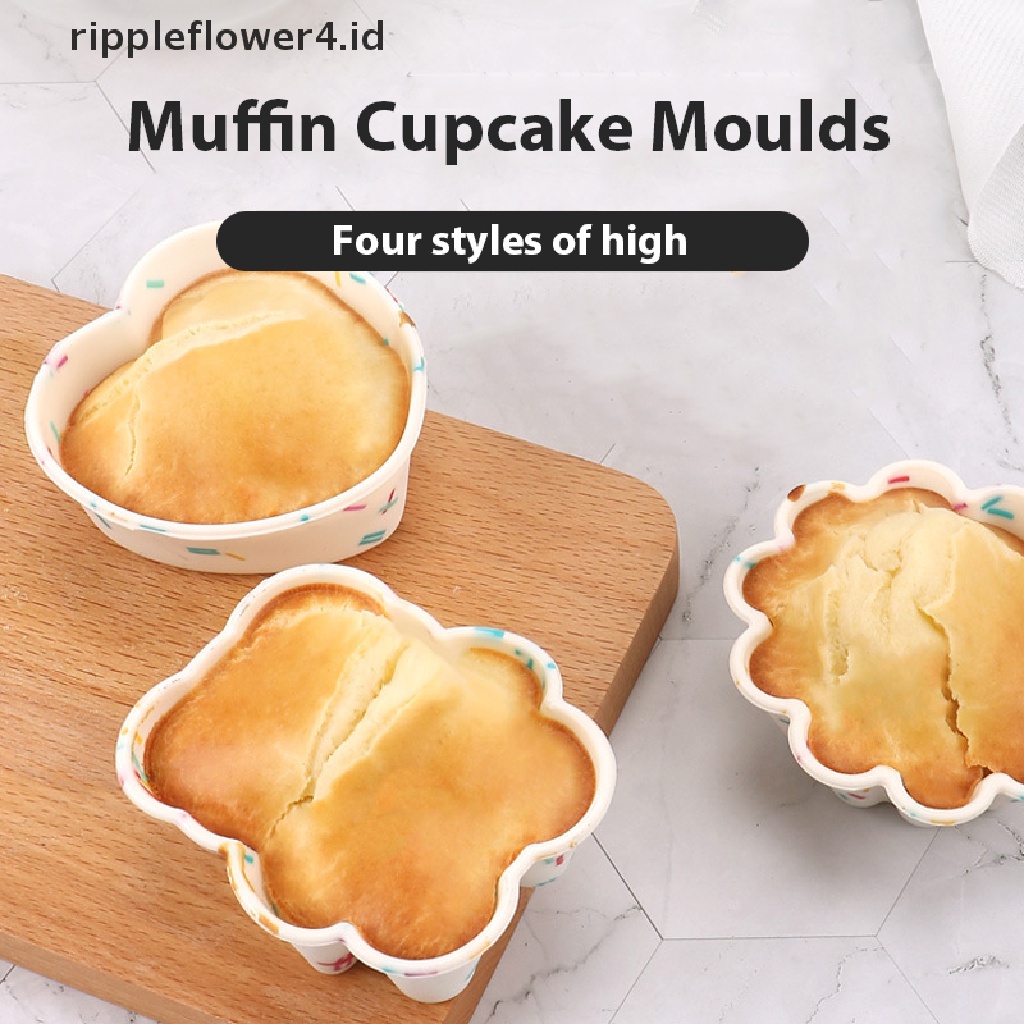 {rippleflower4.id} Cetakan Silikon Lucu Cetakan Kue Muffin Cupcake Dapur Baking Mold DIY Cake Tools~