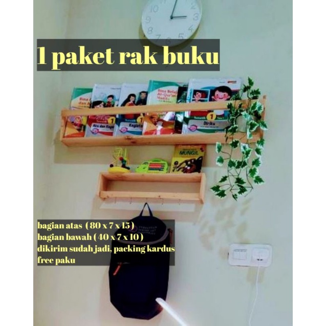 rak buku tempel dinding / rak buku dinding / rak buku