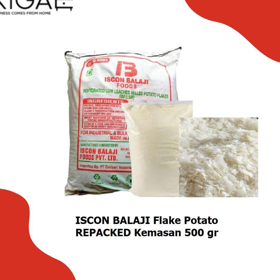 

Grosir ISCON BALAJI FLAKE POTATO / TEPUNG KENTANG KEMASAN REPACKED 500 GR RO3,