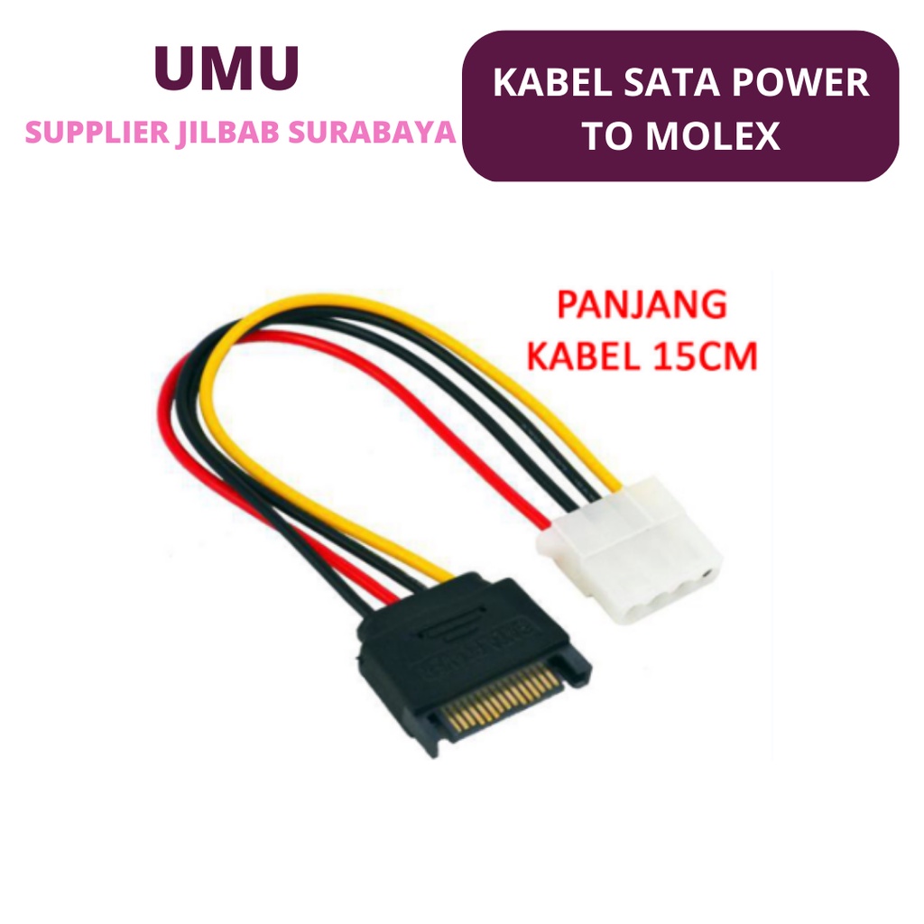 (UMU SUPPLIER) KABEL SATA POWER 15PIN MALE TO MOLEX 4PIN FEMALE ADAPTER CONVERTER