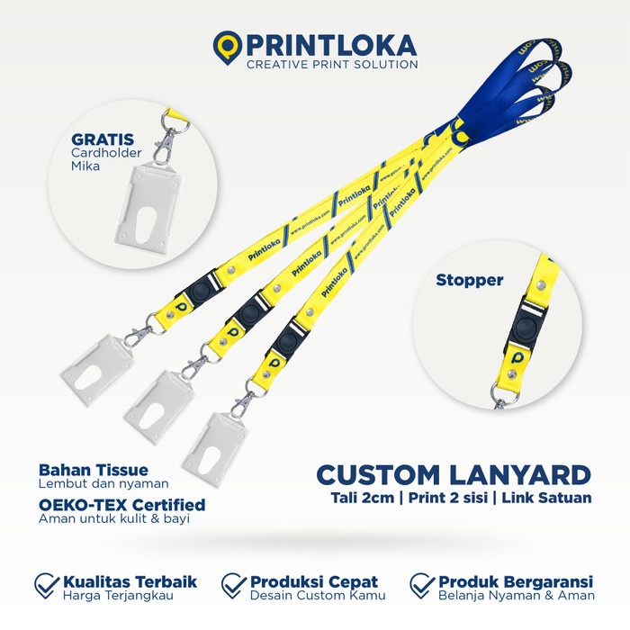 

BOOM SALE Lanyard Custom Print Cetak 2 Sisi Tali Gantungan ID Card Satuan Murah Code 5295