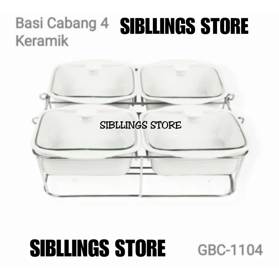 Basi Prasmanan Segi Putih Ceramic Sekat 4 GBC 1104 Siblings Store