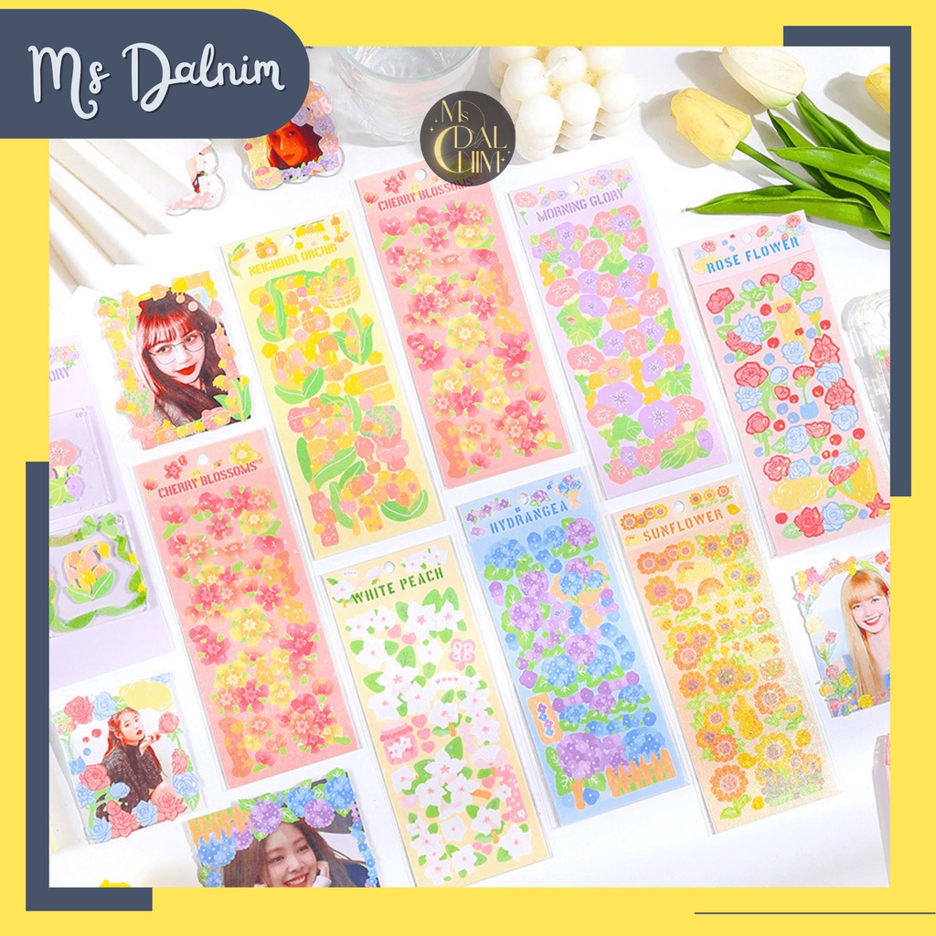 

Stiker Aesthetic Bunga Flower Korea Lucu Anti Air Mengkilap Hologram Gliter / Cute Deco Sticker Dekorasi Journal Jurnal Floral Rose Diary Bujo Photocard PC Holder Decor HP Kpop Toploader Cahol Jepang Kawaii DIY Planner Scrapbook Craft [ST101]