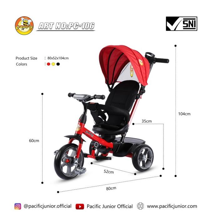 Sepeda Tricycle Roda Tiga Pacific Pc 106 #Original