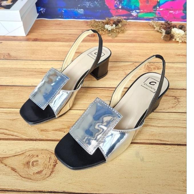 Siap Kirim ABBUSHOES AJ 09 hak tahu tali kotak wanita 5cm