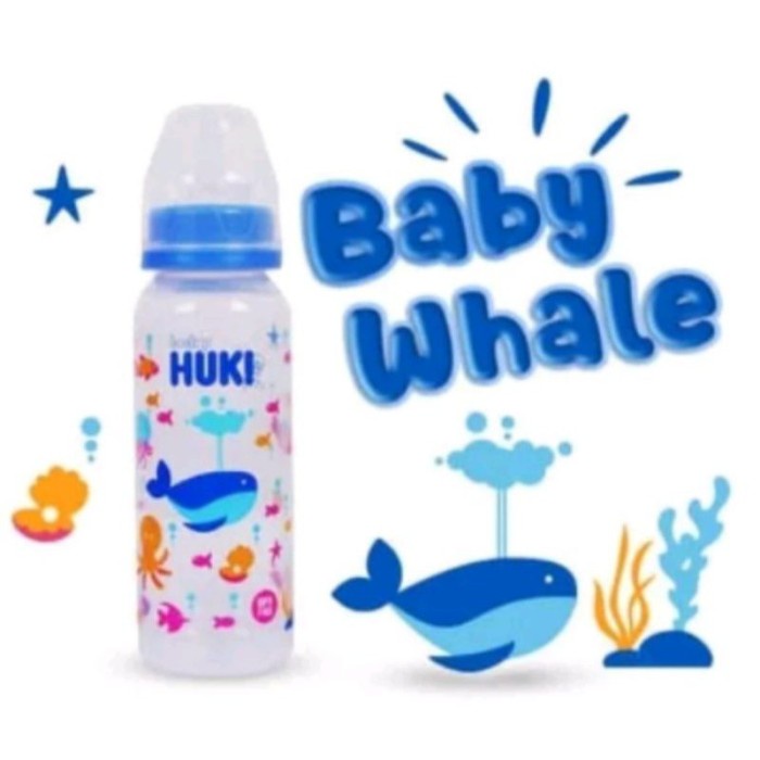 HUKI Botol Susu 240 mL DOT GEPENG Nipple Silicone PP Reguler Standard Bottle Animal Spongebob Series dot minum susu bayi HALAL