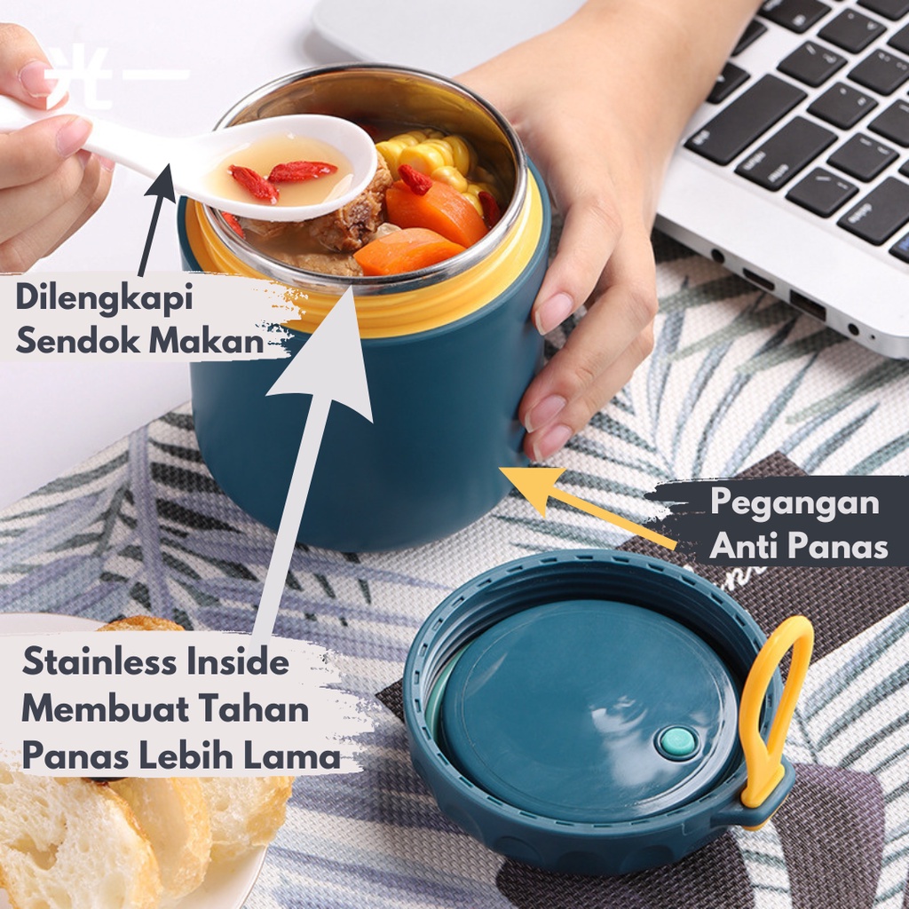 Termos Sup Makanan Tahan Panas | Termos Bekal Tahan Panas | Tempat Bekal Makan | Food Jar 400ml