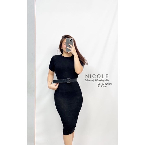 DRESS WANITA CEWEK RAJUT NICOLE FASHION LENGAN PENDEK KEKINIAN