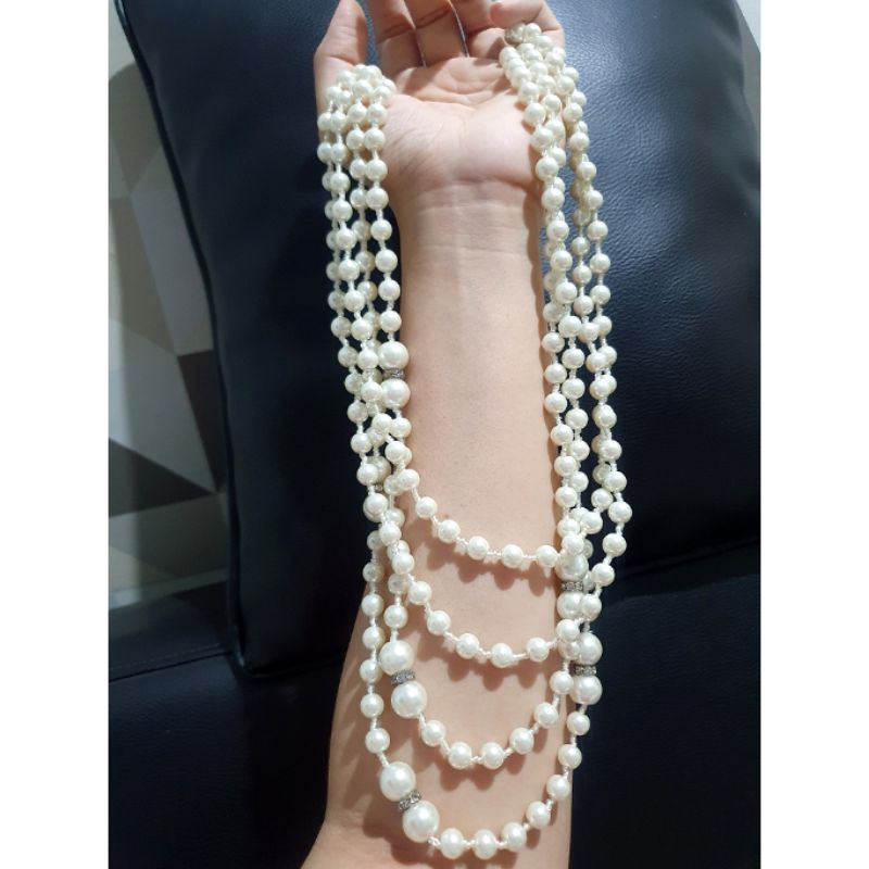 Kalung Mutiara pearl lilit Import kalung etnik panjang mutiara 01