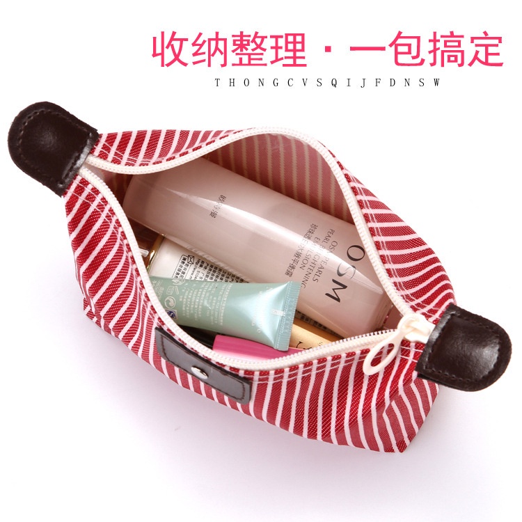 MAGEFY Tempat Make Up Aesthetic Pouch Skincare Travel Box Make Up Tas Kosmetik Pangsit Bergaris Tas Makan Malam Tas Wanita Kapasitas Besar Wanita Tas Kosme 1238