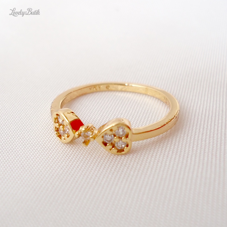 Cincin Xuping Anti Karat M4risa Cincin Wanita Remaja Korea Terbaru Model Permata Pita Mewah Kekinian - Lovelybutik