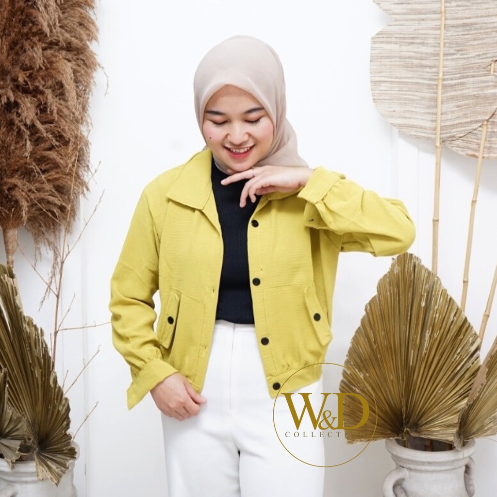 KEMEJA WANITA BLOUSE HANIN CROP POLOS CRINCLE AIRFLOW LENGAN PANJANG