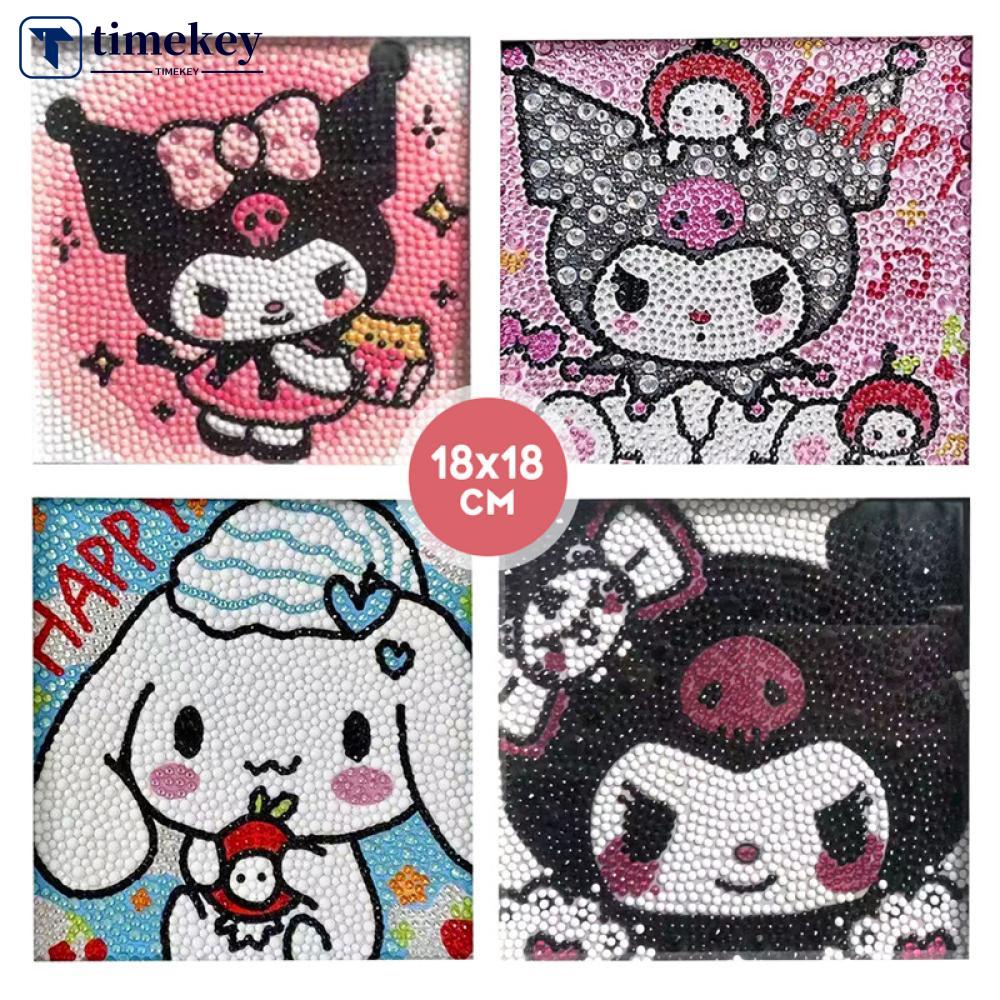 Timekey 18 * 18cm DIY Berlian Lukisan Kit Kartun Sanrio Cinnamoroll Kuromi Mosaik Gambar Kerajinan Seni Hobi Pixel Lukisan Dekorasi Rumah M3O3