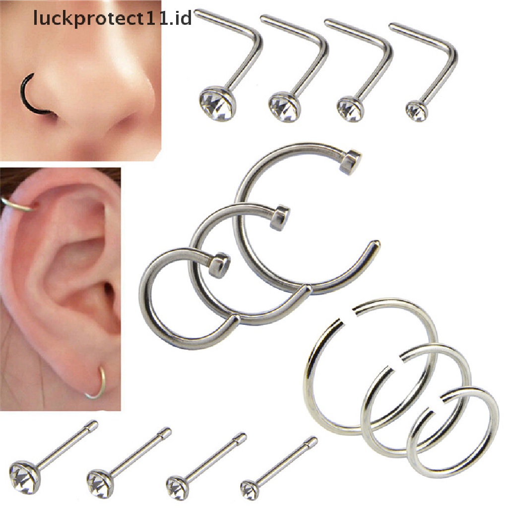 /Fashion Hot// Fashion// 14PCS/Set Stainless Steel Segmen Berengsel Cincin Hidung Tulang Studs Hoop Body.