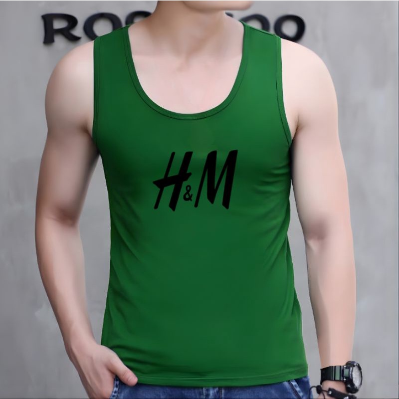 Singlet Pria Dewasa HM Kaos Singlet Pria Cotton Combed Kaos Lekbong Pria-Hijau
