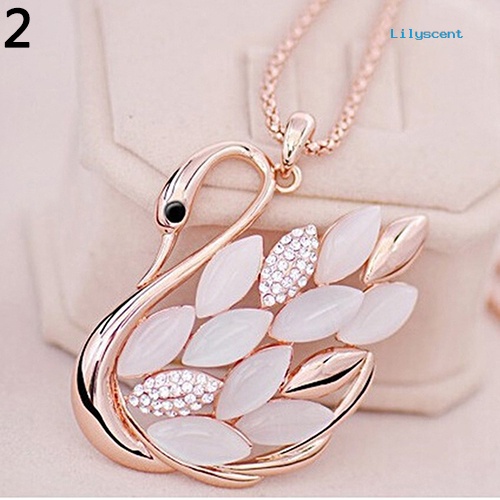 [LS] Wanita Fashion Rantai Kalung Berlian Imitasi Kucing Swan Owl Liontin Perhiasan Hadiah