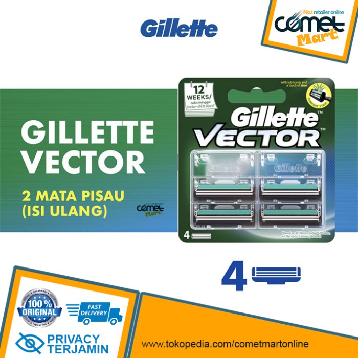 REFILL GILLETTE VECTOR ALAT CUKUR. Gillete Gilette Gilete - 4 pcs