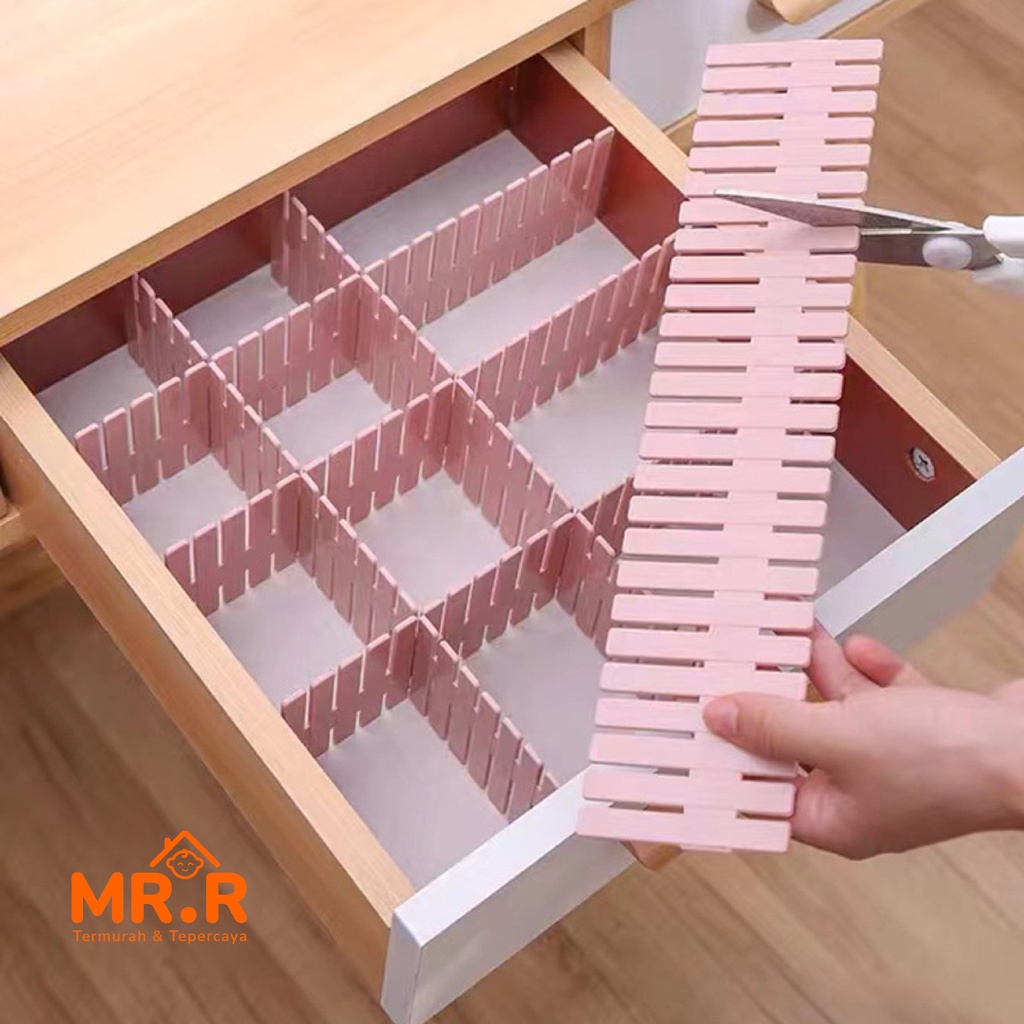 Partisi Pembatas Laci Plastik Isi 4 DIY Drawer Partition Divider