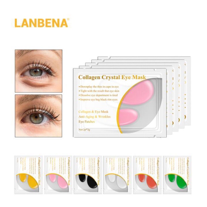 (READY &amp; ORI) LANBENA CRYSTAL EYE MASK GOLD WHITE BLUE LB3862