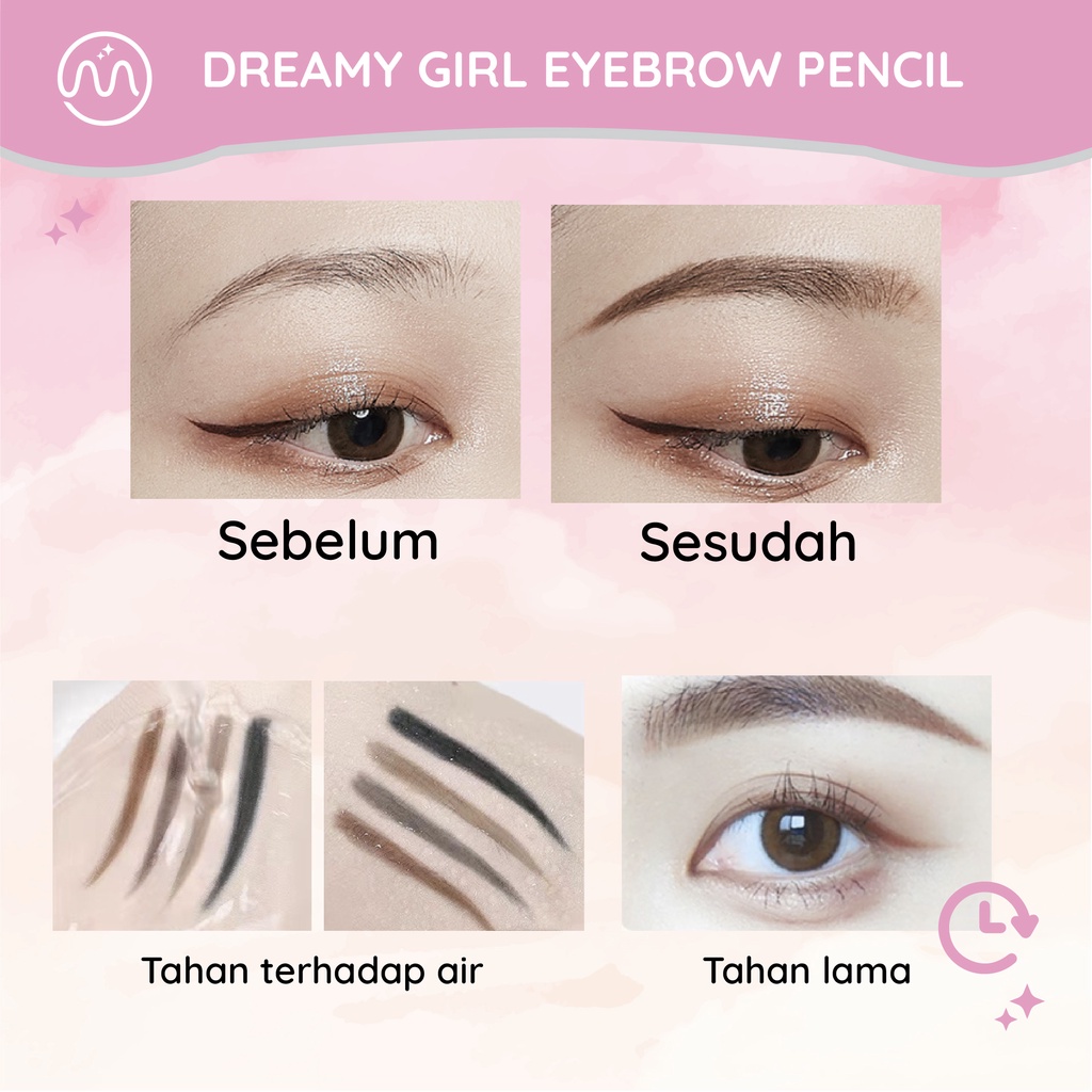 KACHI - MINIPINK Klasik Tahan Air Tahan Lama Pensil Alis Lembut Tahan Lama Pigmen Luar Biasa 4 Colors MP009