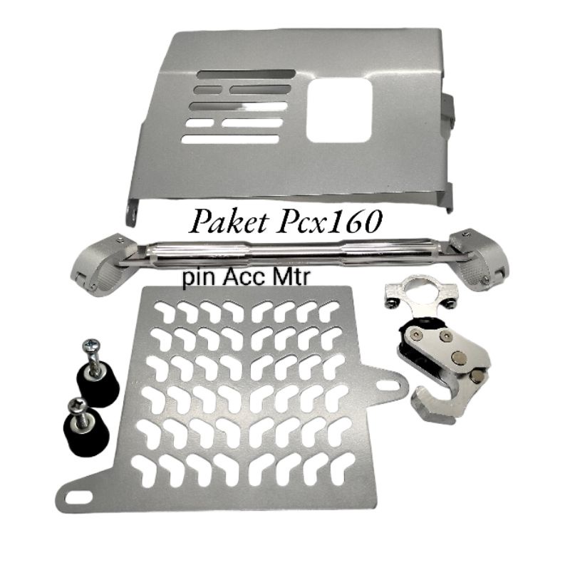 Paket Cover mesin Bawah pcx160+Cover Radiator Cnc+Stabilizer stang+Gantungan Jepit stang Pcx160 pnp