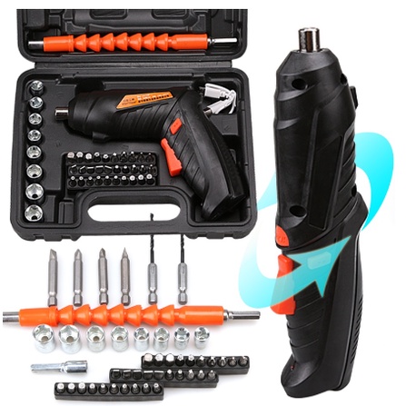 [ Cinicini ] Mesin Bor Tanpa Kabel Set Aksesoris Obeng Listrik/Mesin Bor Cordless Mini 48pcs Set / Bor mini / Screwdriver Baterai