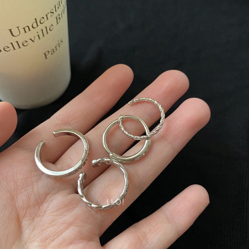 4pcs / Set Cincin Jari Telunjuk Model Terbuka Dapat Disesuaikan (TR - 012)