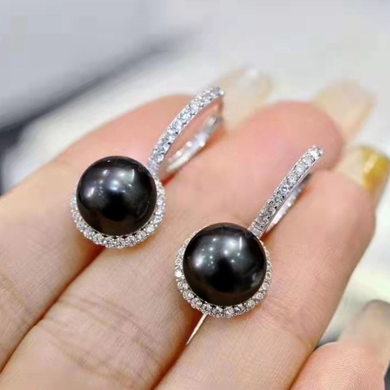 Fancyqube Kepribadian Hitam Imitasi Mutiara Drop Anting Untuk Wanita Mewah Pernikahan Pertunangan Pesta Cubic Zirconia Earrings Baru Perhiasan Trendi