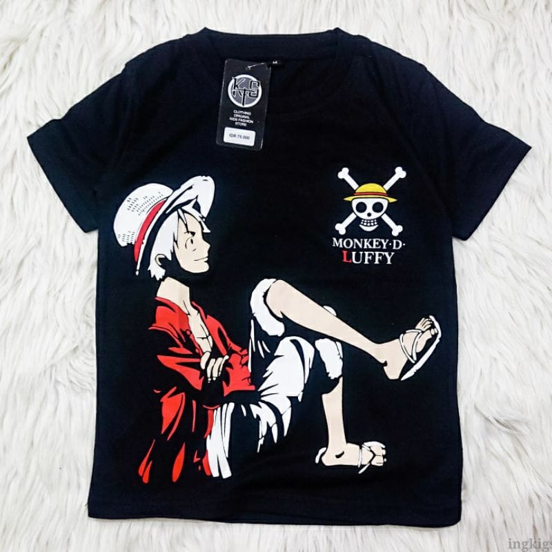 Atasan Baju Kaos Anak Laki Laki One Piece Monkey D'Luffy Original Cotton 30s Ingkigs Kids Fahion Style