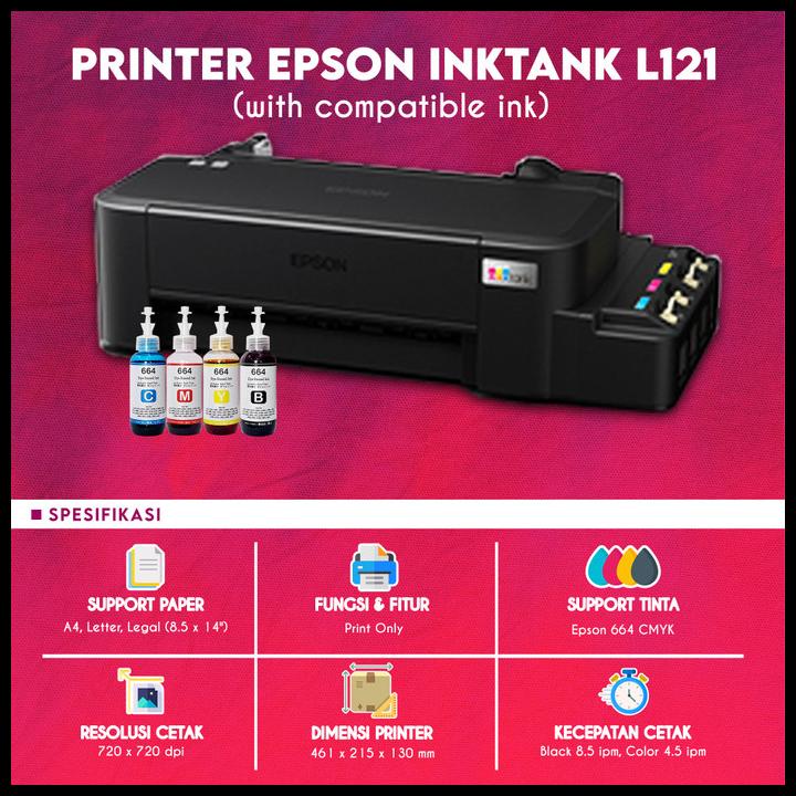 Terbaru  Printer Epson L121 A4 Ink Tank Printer Epson L121 L 121 L121 Garansi